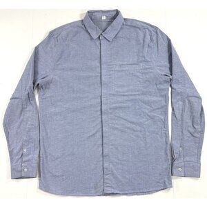 Lululemon On Time Qwick Oxford Shirt Mens Size XL Long Sleeve Button Pocket Blue
